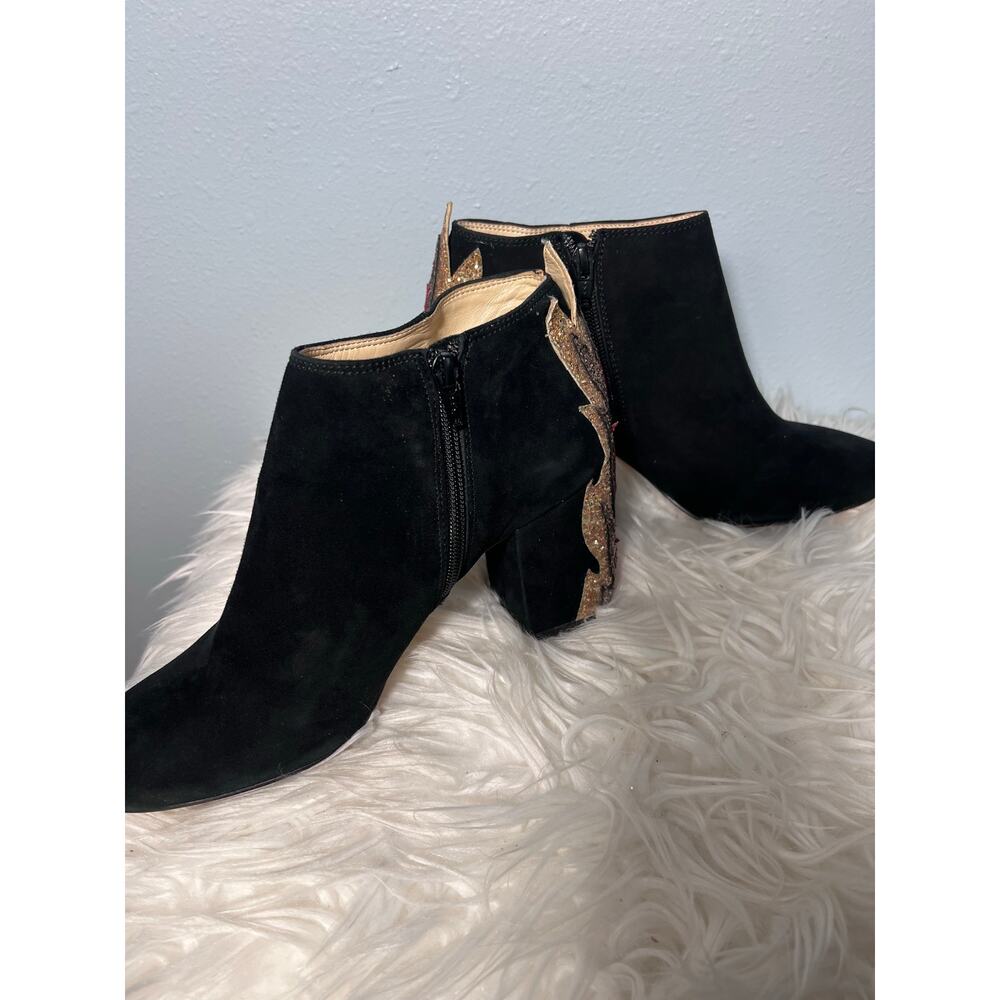 Katy Perry The Flame Black 9 Sequin Ankle Boots Heel Velvet Festival Glam Punk - Picture 4 of 11